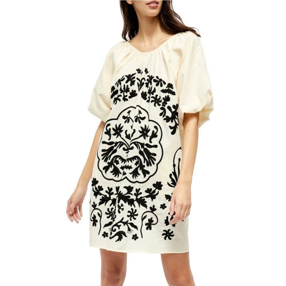 Free People Fiona Embroidered Mini Dress - S